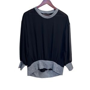 Zara Black Sheer Long Sleeve Blouse Size Small